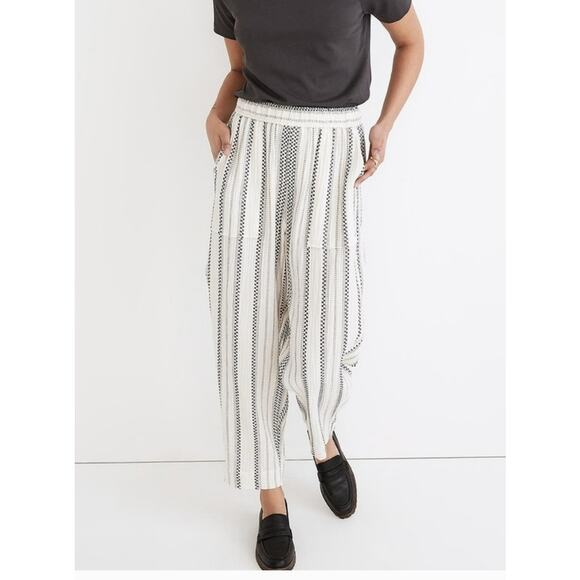 Madewell Lightspun Pull On Balloon Pants Women's XS Antique Cream Black Stripe - Picture 4 of 9
